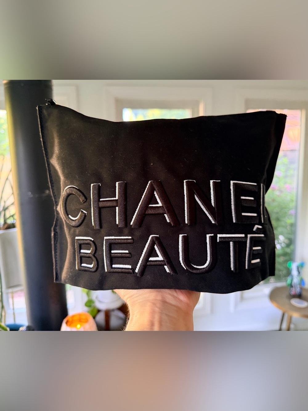 Chanel Beaute black-and-white Branded Cosmetic Pouch. Comes NEW in Original Box